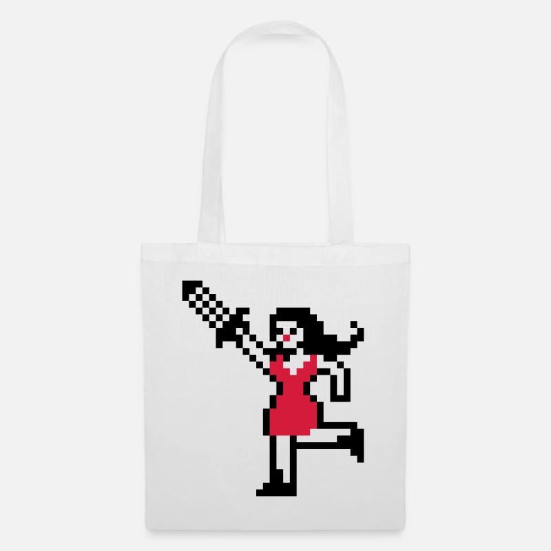 Pixel Girl mit Schwert - Stoffbeutel - Weiß