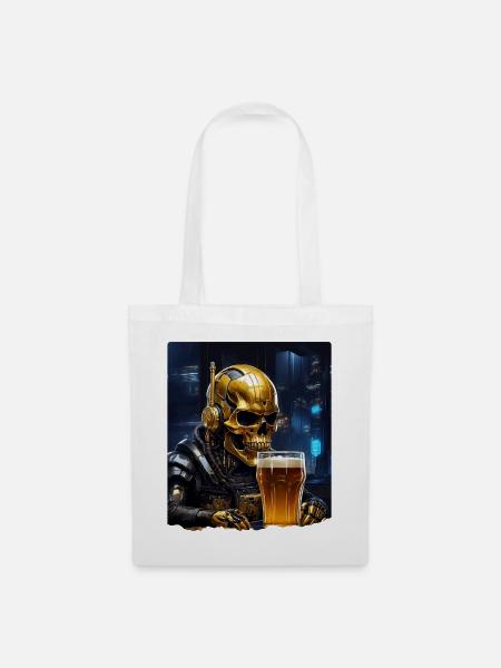 Bier Skull 0.2 - Stoffbeutel - Weiß