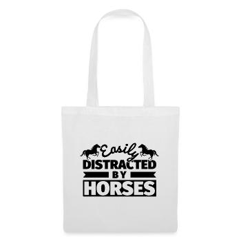 Pferde lustiger Spruch: Easily Distracted by Horse - Stoffbeutel - Weiß - Vorne