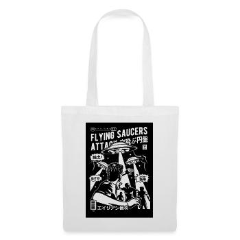 Alien Kidnapping Comic Ufo Flying Saucer - Tote Bag - white - Front