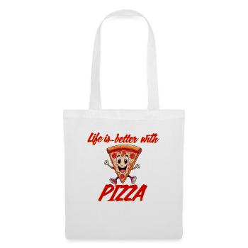 Pizza, Ich Liebe Pizza - Stoffbeutel - Weiß - Vorne