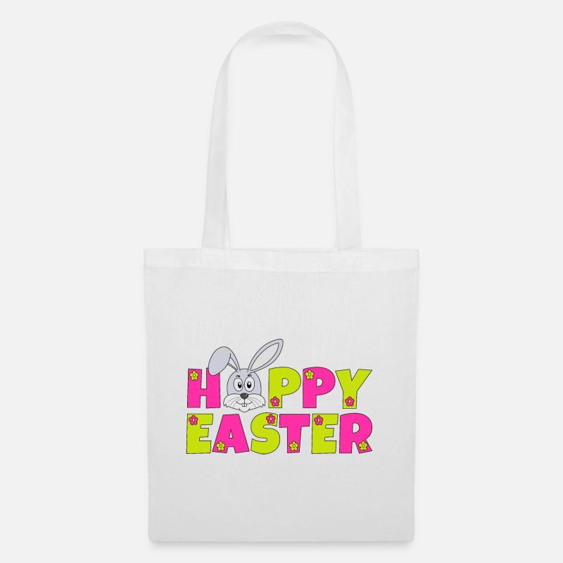 Frohe Ostern Osterhase Blumen Hase Hoppy Easter - Stoffbeutel - Weiß