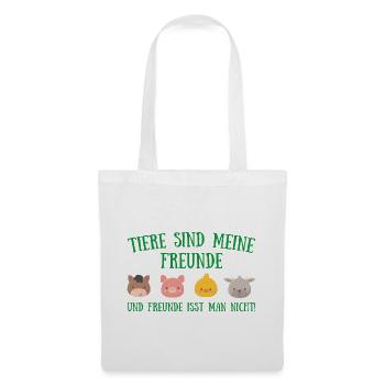 Tiere sind meine freunde Vegan Geschenk Plant - Stoffbeutel - Weiß - Vorne