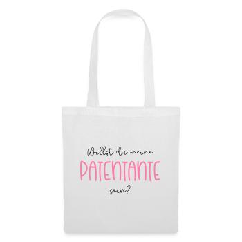 Willst du meine Patentante sein? Patentante fragen - Stoffbeutel - Weiß - Vorne