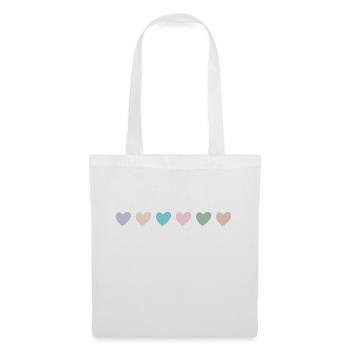Hearts in pastel colors in a row - Tote Bag - white - Front