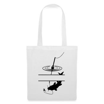 Fish float and bar in between for your own text - Tote Bag - white - Front