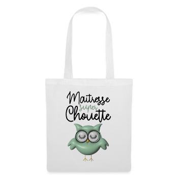 Maîtresse super chouette verte 3D - Sac en tissu - blanc - Devant
