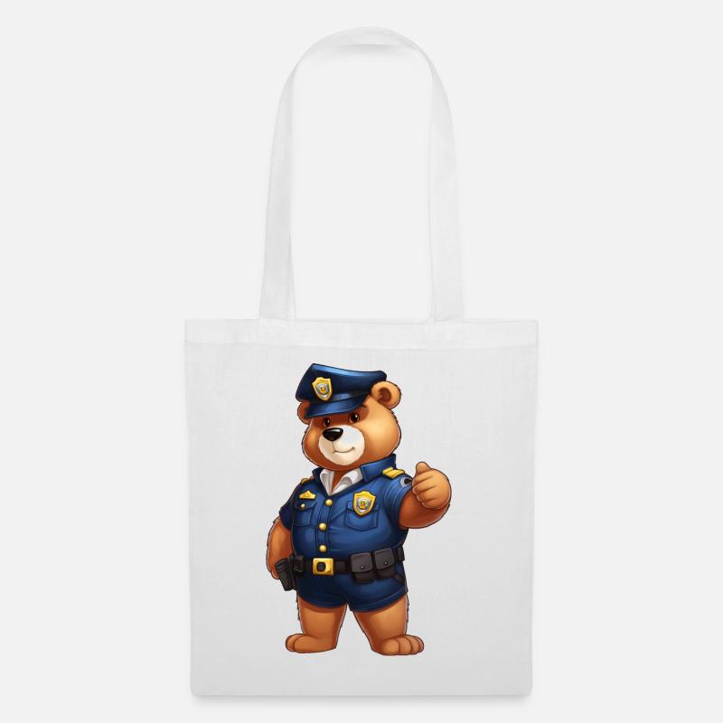 Bärchen Polizei - Stoffbeutel - Weiß