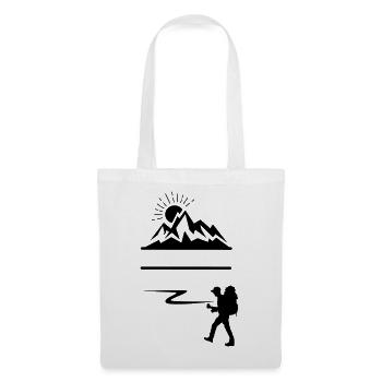 Backpack hiker, mountains on background banner - Tote Bag - white - Front