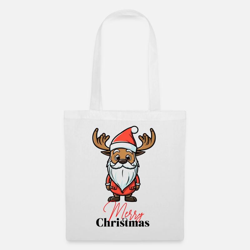 Rentier Weihnachtsmann - Stoffbeutel - Weiß