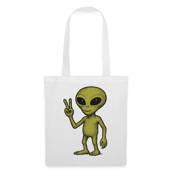 Peaceful Alien Peace Sign Illustration - Tote Bag - white - Front