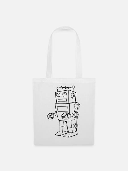 Robot Vintage Sketch Design - Tote Bag - white