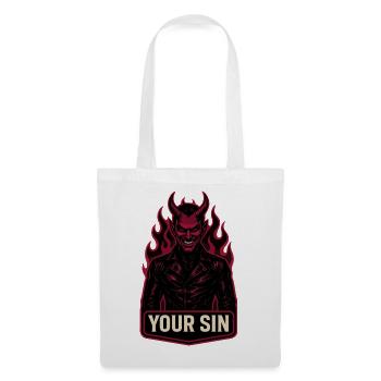 Le Diable Ton Péché, Démon Maléfique, Flammes de l’Enfer - Sac en tissu - blanc - Devant