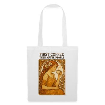 Erst Kaffee Dann Menschen Vintage Pin-Up Geschenk - Stoffbeutel - Weiß - Vorne
