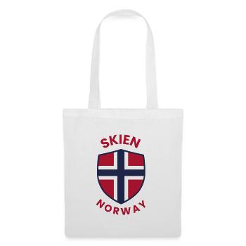 Skien-Norwegen-Schild mit norwegischer Flagge - Stoffbeutel - Weiß - Vorne