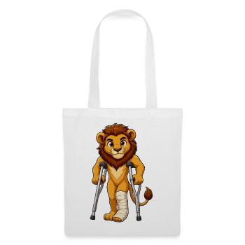 Lion de combat avec des béquilles - Sac en tissu - blanc - Devant