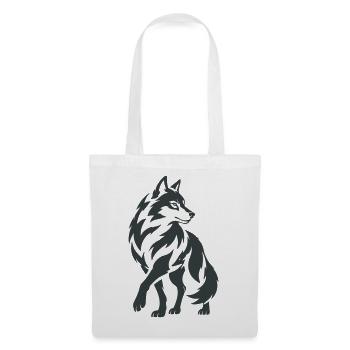 Geometrischer Wolf – Silhouette - Stoffbeutel - Weiß - Vorne