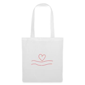 Ligne de lignes en forme de coeur Love Pink - Sac en tissu - blanc - Devant
