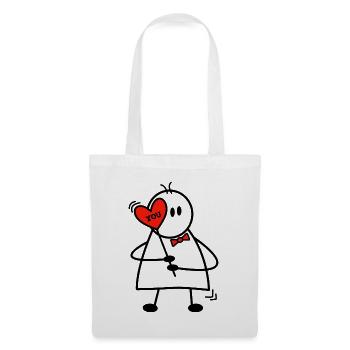 Valentinstag Lovestory Boy mit Herz I love you - Stoffbeutel - Weiß - Vorne