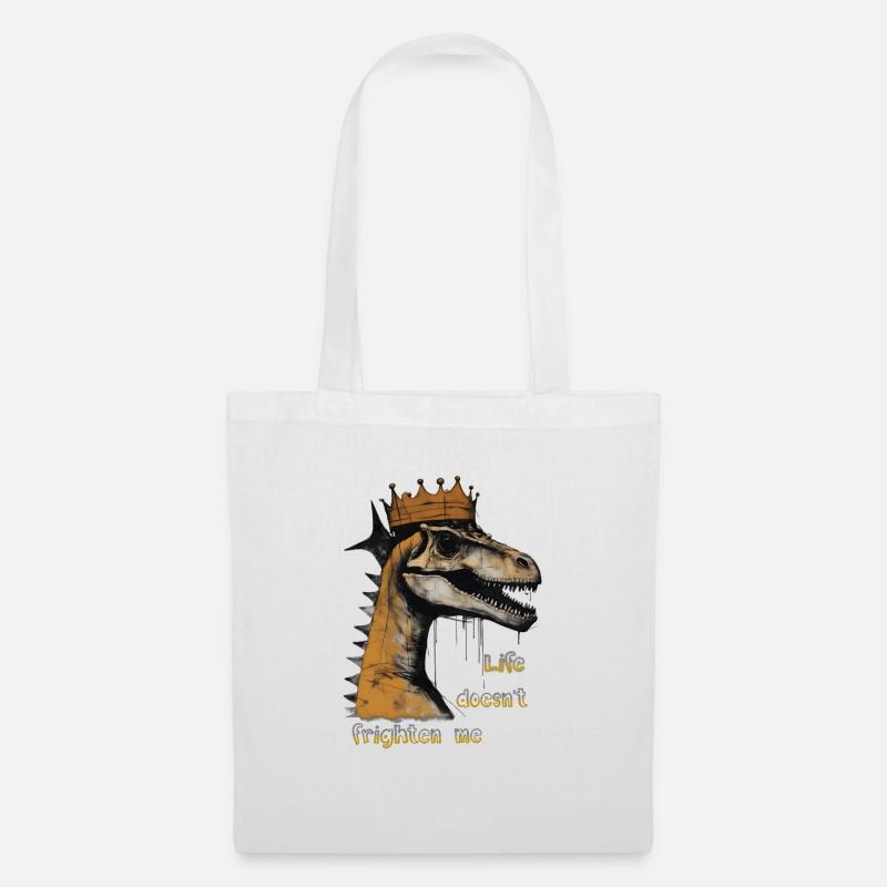 Dino mit Krone - Stoffbeutel - Weiß