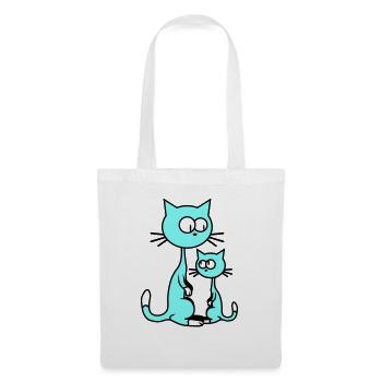 2 chats curieux à l’air drôle maman papa enfant - Sac en tissu - blanc - Devant