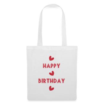 ANNIVERSAIRE. HAPPY BIRTHDAY. JOYEUX ANNIVERSAIRE. - Sac en tissu - blanc - Devant
