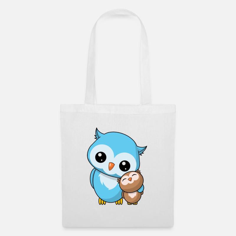 Eulen Geschwister - Niedliche Eule Geschenk Kawaii - Stoffbeutel - Weiß