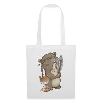 Baer Bär Eule & Fuchs Waldtiere Woodland Animals - Stoffbeutel - Weiß - Vorne