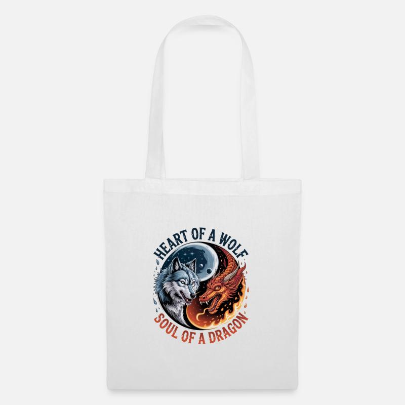 Herz des Wolfes, Seele des Drachen - Stoffbeutel - Weiß