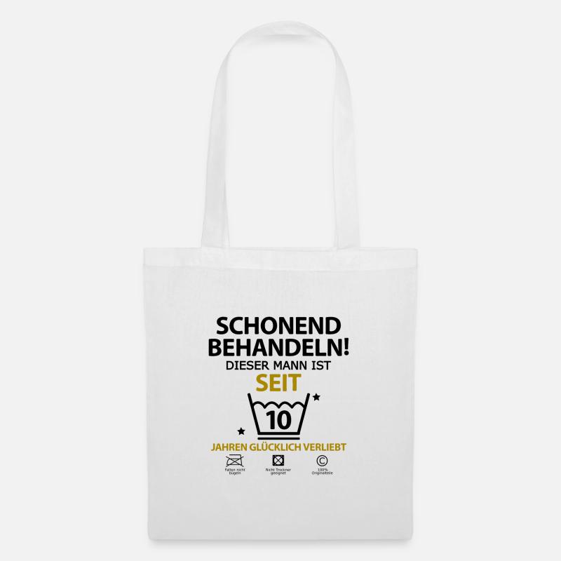 10 jahr Beziehung zusammen Geschenk Mann Freund - Stoffbeutel - Weiß