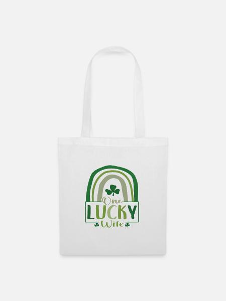 One Lucky Wife Kleeblatt Design Geschenkidee - Stoffbeutel - Weiß
