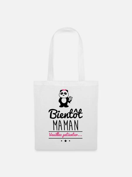 Bientôt maman, future mère, Grossesse - Sac en tissu - blanc