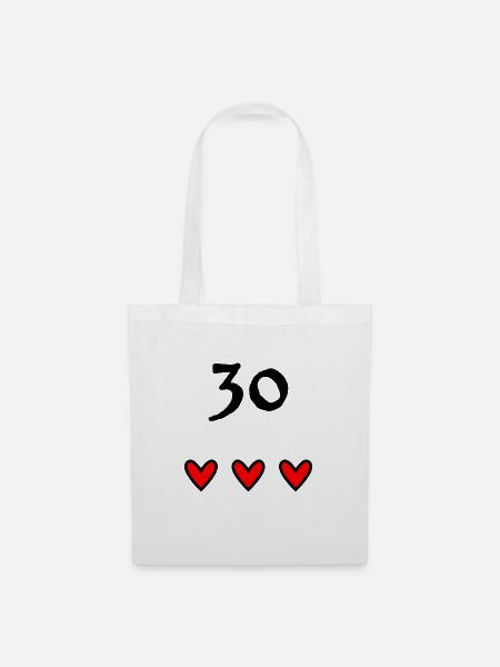30 JAHRE. 30-jähriges JUBILÄUM. JUBILÄUM 30 JAHRE - Stoffbeutel - Weiß