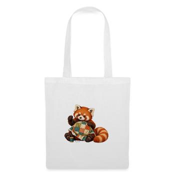 Roter Panda quiltet von Hand - Stoffbeutel - Weiß - Vorne