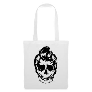 Totenkopf mit 50er Jahre Frisur Rockabilly Styl - Stoffbeutel - Weiß - Vorne