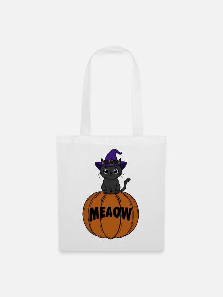 Katze Halloween - Stoffbeutel - Weiß