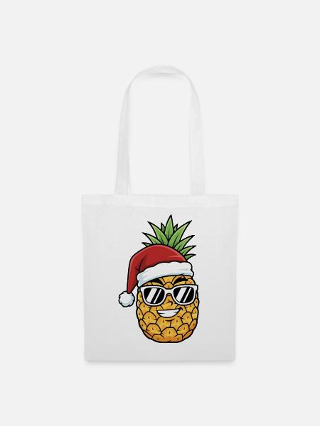 Weihnachten Ananas Kunst - Stoffbeutel - Weiß