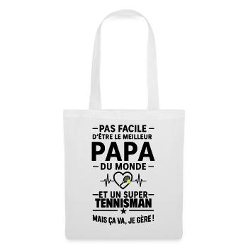 Heart + Tennis – Super Dad Tennis Player - Tote Bag - white - Front