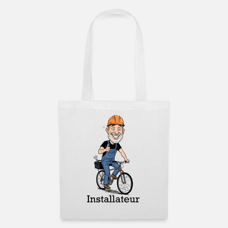 Bauarbeiter Fahrradheld - Stoffbeutel - Weiß