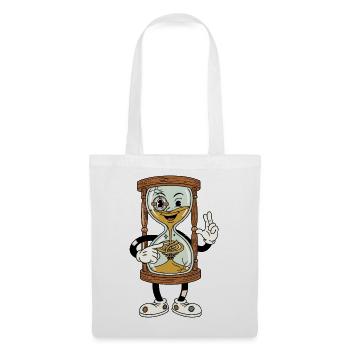 Dessin animé drôle de sablier – Ambiance vintage - Sac en tissu - blanc - Devant