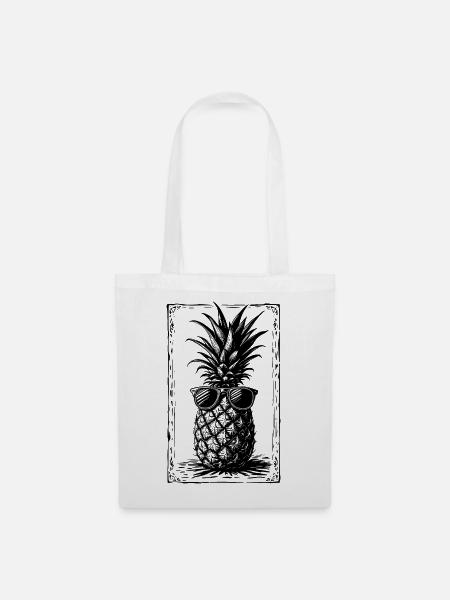 Kühle Ananas mit Sonnenbrille - Stoffbeutel - Weiß