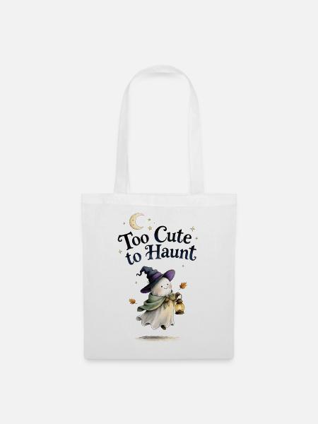 Too Cute to Haunt - niedlicher Halloween Geist - Stoffbeutel - Weiß