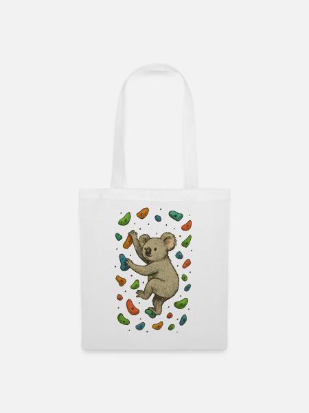 Koala beim Bouldern an der Boulderwand Design - Stoffbeutel - Weiß
