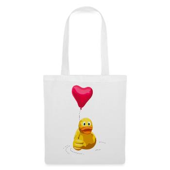 Herzballon und Daumenhoch Ente - Stoffbeutel - Weiß - Vorne