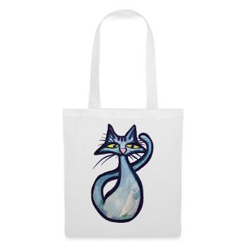 Schnurrbart-Aquarellkatze - Stoffbeutel - Weiß - Vorne