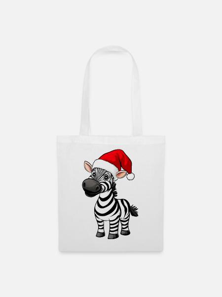 Zebras Weihnachten - Stoffbeutel - Weiß