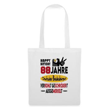 Geburtstag CDU SPD FDP Grün Politik Alter Jahre 88 - Stoffbeutel - Weiß - Vorne