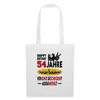 Geburtstag CDU SPD FDP Grün Politik Alter Jahre 54 - Stoffbeutel - Weiß - Vorne