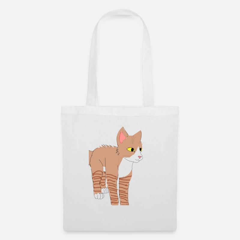 Braune Katze - Stoffbeutel - Weiß