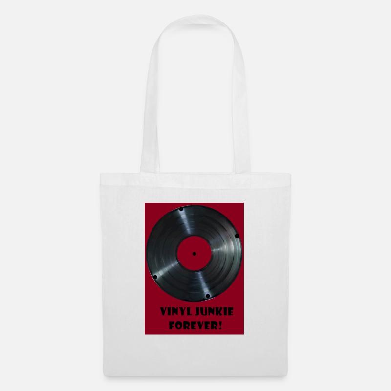 Vinyl Junkie forever - rot - Stoffbeutel - Weiß